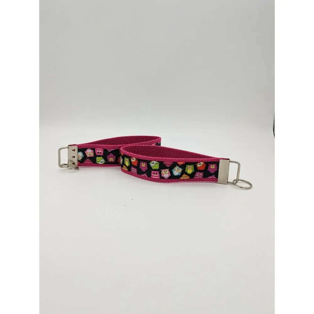 Owl Keychain Wristlet Fabric Key FOB  Gift Present New Driver Colorful Owls Hoot